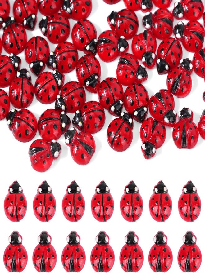lasuroa 120pcs Mini Resin Ladybug, Cute Tiny Ladybugs with 2 Style Miniature Animals Figures Micro Landscape Dollhouse Decor for Birthday Christmas Party Favors - Image 1